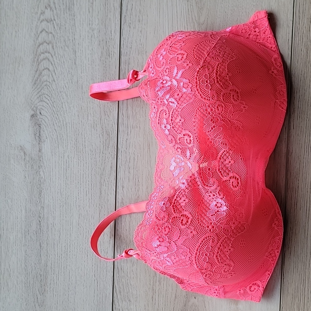 Smart and Sexy Lace Underwire Bra in Neon Coral Orangeish Pink